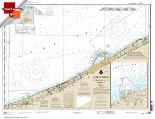 Small Format NOAA Chart 14824: Sixteenmile Creek to Conneaut;Conneaut Harbor