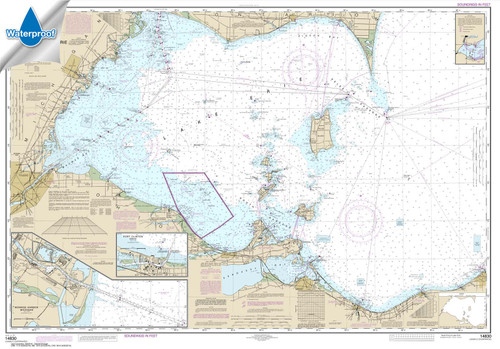 Waterproof NOAA Chart 14830: West End of Lake Erie; Port Clinton Harbor; Monroe Harbor; Lorain to Detriot River; Vermilion