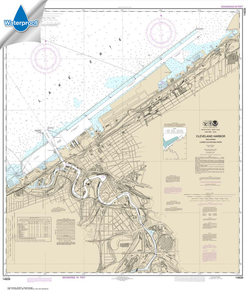 Waterproof NOAA Chart 14839: Cleveland Harbor: including lower Cuyahoga River