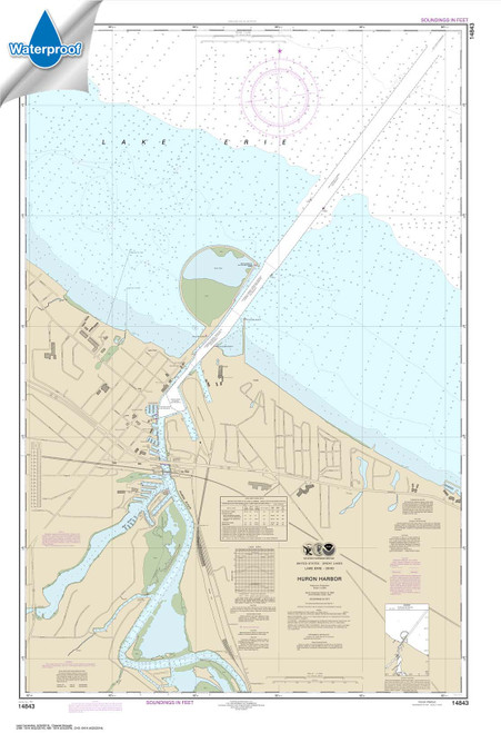 HISTORICAL WATERPROOF NOAA Chart 14843: Huron Harbor