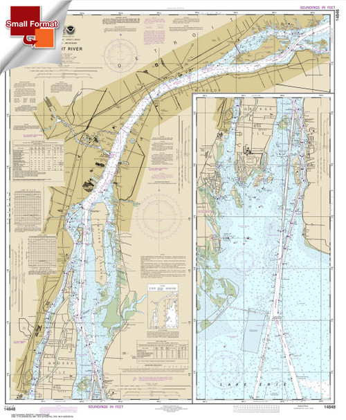Small Format NOAA Chart 14848: Detroit River