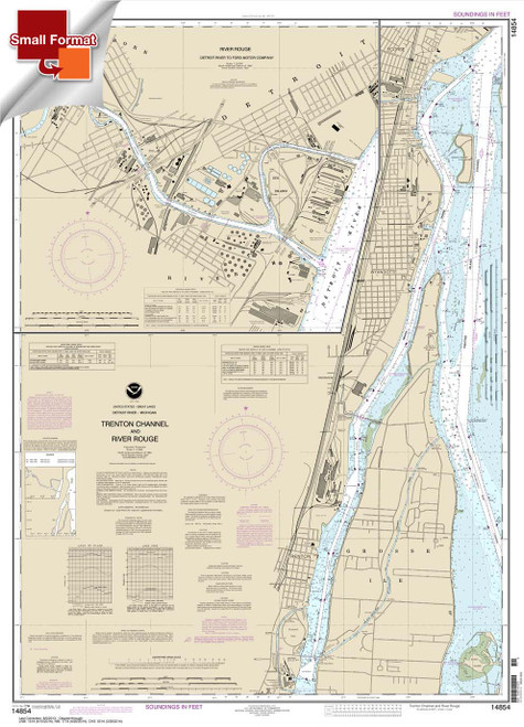 HISTORICAL SMALL FORMAT NOAA Chart 14854: Trenton Channel and River Rouge;River Rouge