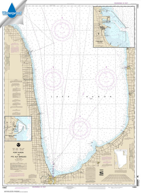 Waterproof NOAA Chart 14862: Port Huron to Pte aux Barques;Port Sanilac;Harbor Beach
