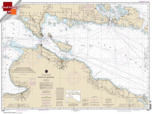 Small Format NOAA Chart 14880: Straits of Mackinac