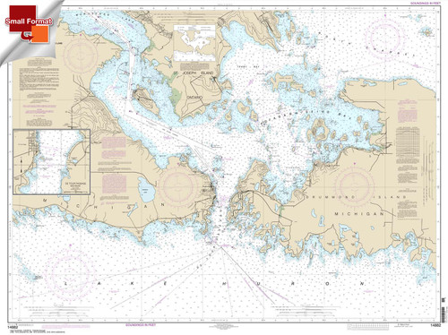 Small Format NOAA Chart 14882: St. Mars River - Detour Passage to Munuscong Lake;Detour Passage