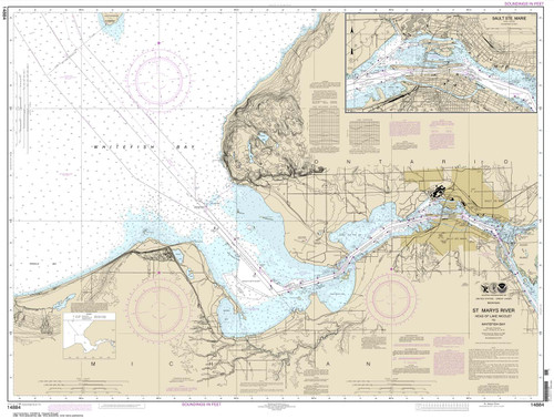 HISTORICAL NOAA Chart 14884: St. Marys River - Head of Lake Nicolet to Whitefish Bay;Sault Ste. Marie