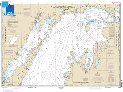 Large Format NOAA Chart 14902: North end of Lake Michigan: including Green Bay