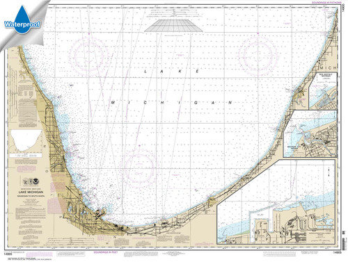 Waterproof NOAA Chart 14905: Waukegan to South Haven;Michigan City;Burns International Harbor;New Buffalo