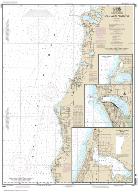HISTORICAL NOAA Chart 14907: Stony Lake to Point Betsie;Pentwater;Arcadia;Frankfort
