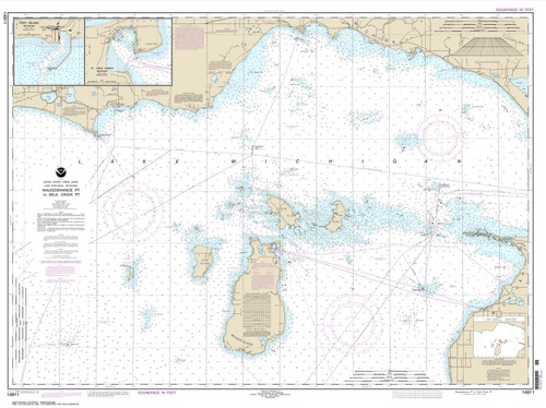 NOAA Chart 14911: Waugoshance Point to Seul Choix Point: including Beaver Island Group;Port Inland;Beaver Harbor