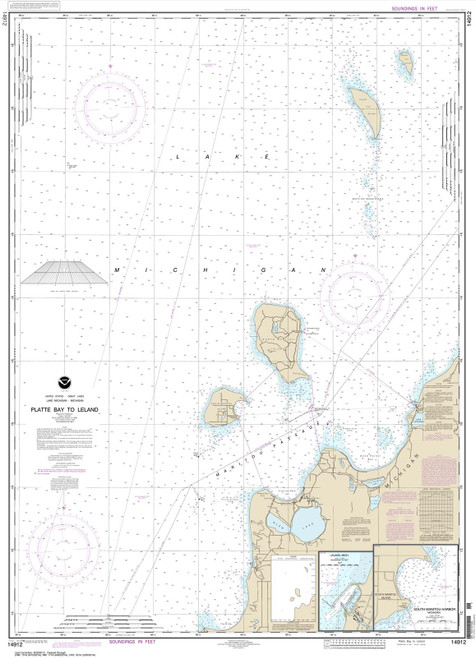 HISTORICAL NOAA Chart 14912: Platte Bay to Leland;Leland;South Manitou Harbor