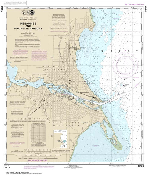 HISTORICAL NOAA Chart 14917: Menominee and Marinette Harbors