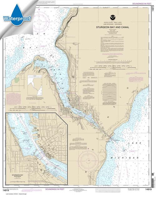 Waterproof NOAA Chart 14919: Sturgeon Bay and Canal;Sturgeon Bay