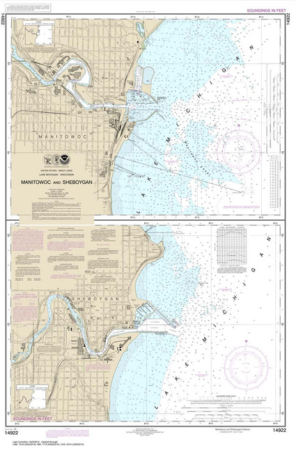 HISTORICAL NOAA Chart 14922: Manitowoc and Sheboygan