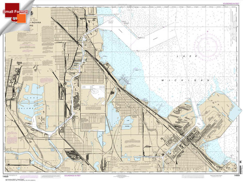 HISTORICAL SMALL FORMAT NOAA Chart 14929: Calumet: Indiana and Buffington Harbors: and Lake Calumet