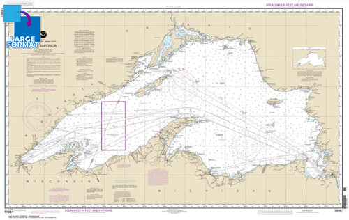 Large Format NOAA Chart 14961: Lake Superior (Mercator Projection)