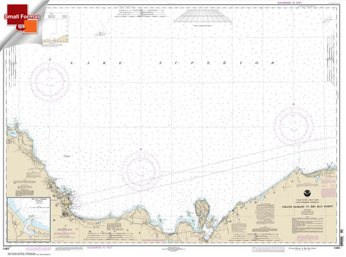 Small Format HISTORICAL NOAA Chart 14963: Grand Marais to Big Bay Point;Big Bay Harbor