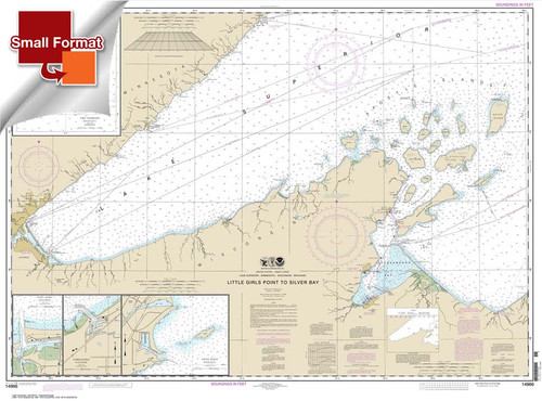 Small Format HISTORICAL NOAA Chart 14966: Little Girls Point to Silver Bay: including Duluth and Apostle Islands;Cornucopia Harbor;Port Wing Harbor;Knife River Harbor;Two Harbors