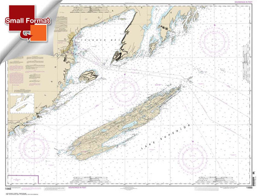 Small Format HISTORICAL NOAA Chart 14968: Grand Portage Bay: Minn. to Shesbeeb Point: Ont.