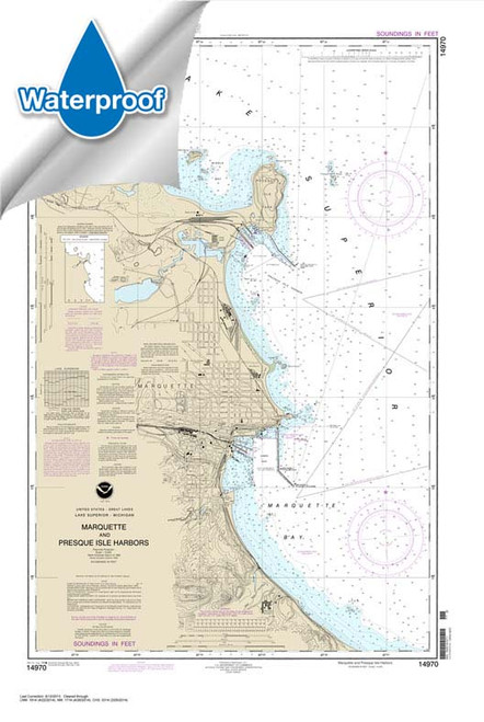 Waterproof NOAA Chart 14970: Marquette and Presque Isle Harbors