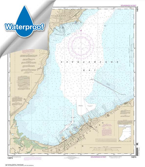 Waterproof NOAA Chart 14974: Ashland and Washburn harbors
