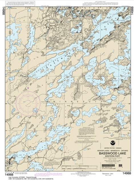 HISTORICAL NOAA Chart 14988: Basswood Lake: Western Part