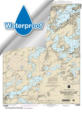 HISTORICAL Waterproof NOAA Chart 14988: Basswood Lake: Western Part