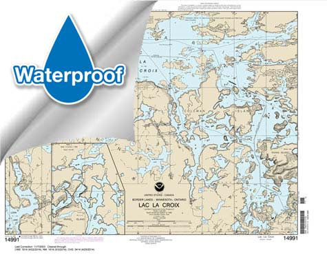 HISTORICAL Waterproof NOAA Chart 14991: Lac la Croix