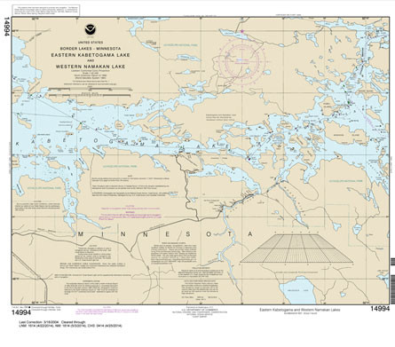 HISTORICAL NOAA Chart 14994: Namakan Lake: Western Part and Kabetogama Lake: Eastern Part