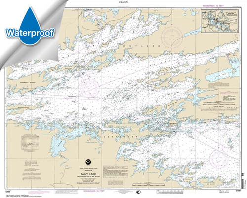 HISTORICAL Waterproof NOAA Chart 14997: Rainy Lake-Dryweed Island: to Big Island