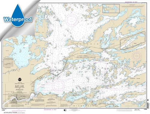 HISTORICAL Waterproof NOAA Chart 14998: Rainy Lake-International Falls to Dryweed Island