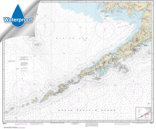 Waterproof NOAA Chart 16011: Alaska Peninsula and Aleutian Islands to Seguam Pass