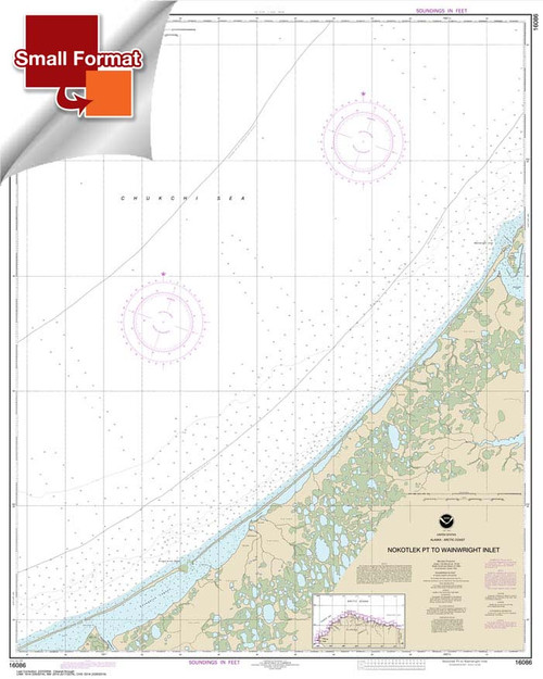 Small Format HISTORICAL NOAA Chart 16086: Nakotlek Pt. to Wainwright