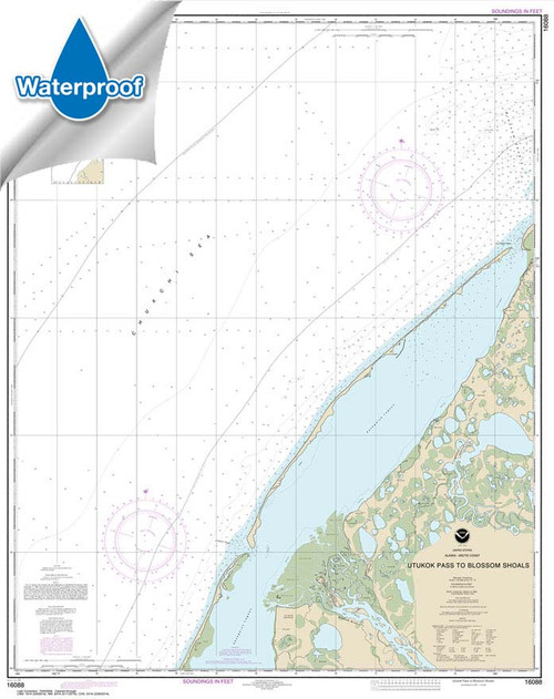 Waterproof HISTORICAL NOAA Chart 16088: Utukok Pass to Blossom Shoals