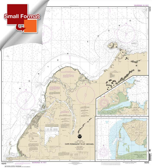 Small Format NOAA Chart 16240: Cape Ramonzof to St. Michael;St. Michael Bay;Approaches to Cape Ramanzof