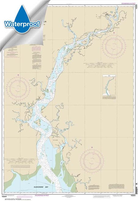 HISTORICAL WATERPROOF NOAA Chart 16304: Kuskokwim Bay to Bethel