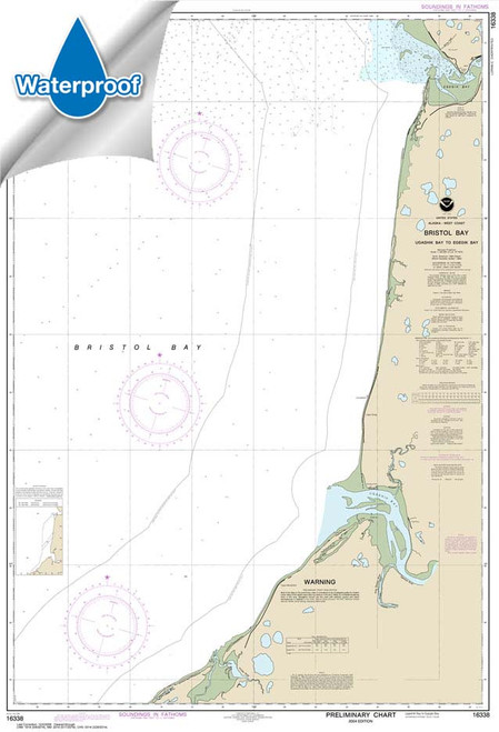 HISTORICAL WATERPROOF NOAA Chart 16338: Bristol Bay-Ugashik Bay to Egegik Bay