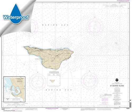 Waterproof HISTORICAL NOAA Chart 16381: St. George Island: Pribilof Islands