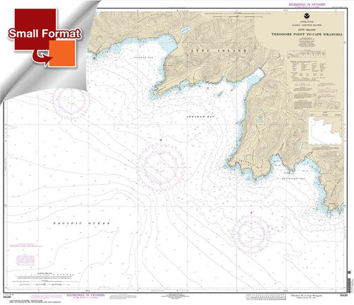 Small Format HISTORICAL NOAA Chart 16430: Attu Island Theodore Pt. to Cape Wrangell