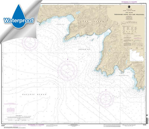 Waterproof HISTORICAL NOAA Chart 16430: Attu Island Theodore Pt. to Cape Wrangell