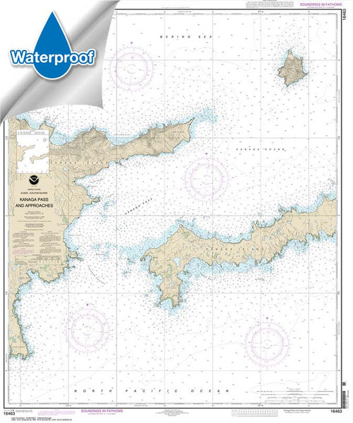 Waterproof HISTORICAL NOAA Chart 16463: Kanaga Pass and approaches