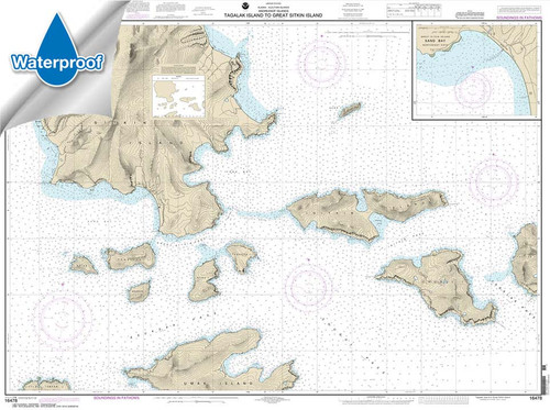 Waterproof HISTORICAL NOAA Chart 16478: Tagalak Island to Great Sitkin Island;Sand Bay-Northeast Cove