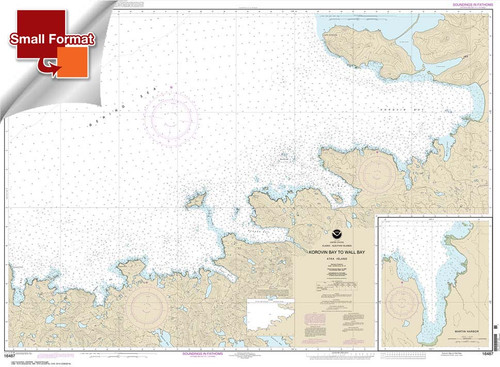 Small Format HISTORICAL NOAA Chart 16487: Korovin Bay to Wall Bay-Atka Island;Martin Harbor