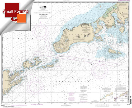 Small Format NOAA Chart 16520: Unimak and Akutan Passes and approaches;Amak Island