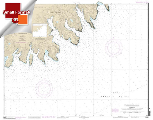 Small Format HISTORICAL NOAA Chart 16521: Unalaska Island Protection Bay to Eagle Bay