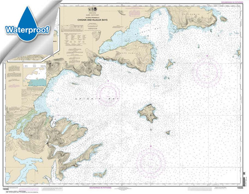 Waterproof HISTORICAL NOAA Chart 16566: Chignik and Kujulik Bays: Alaska Pen.;Anchorage and Mud Bays: Chignik Bay