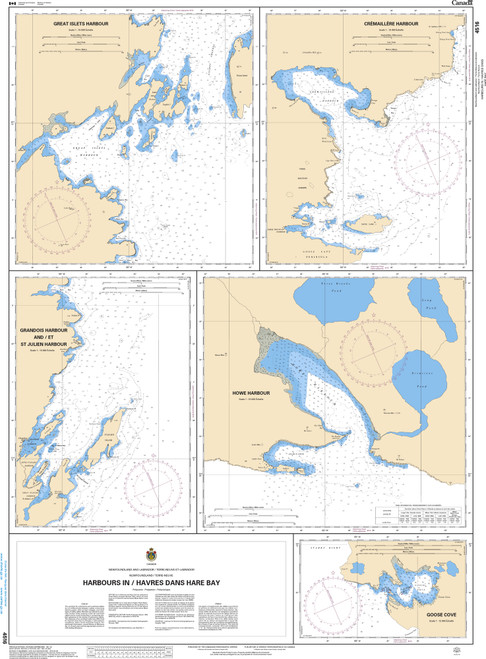 CHS Chart 4516: Harbours in / Havres dans Hare Bay