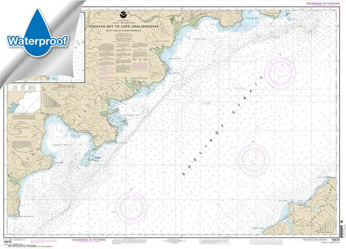 HISTORICAL WATERPROOF NOAA Chart 16575: Dakavak Bay to Cape Unalishagvak;Alinchak Bay