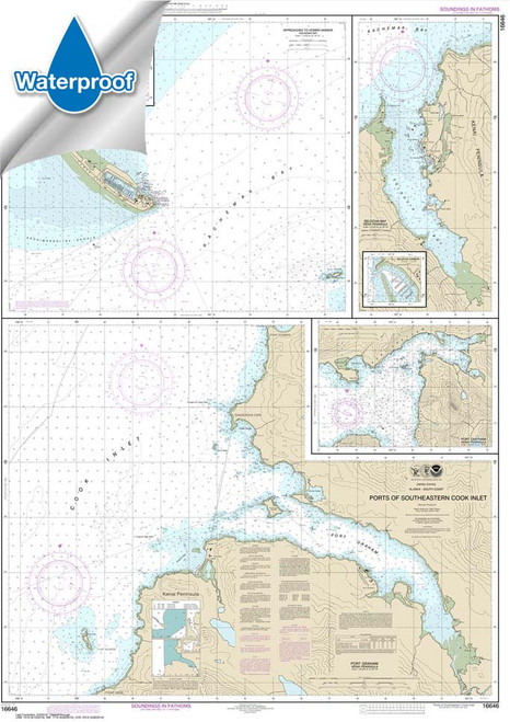 Waterproof NOAA Chart 16646: Ports of Southeastern Cook Inlet Port Chatham;Port Graham;Seldovia Bay;Seldovia Harbor;Approaches to Homer Hbr;Homer Harbor