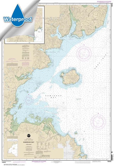 HISTORICAL WATERPROOF NOAA Chart 16648: Kamishak Bay;lliamna Bay